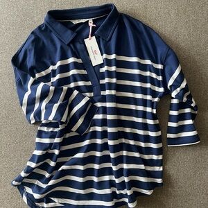 Vineyard Vines Navy and White Striped Polo